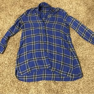 ZARA Woman Plaid Blue Button Down | Size L